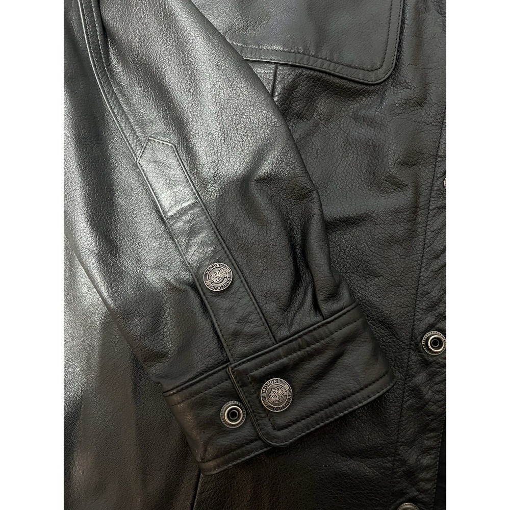 Harley Davidson Leather Jacket Mens M Black Cowhide Snap Button USA Biker - Picture 7 of 9